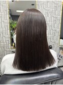 大人可愛い透明感立体感グレージュ×エアストレート