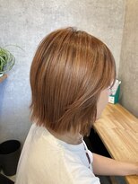 メルト(MELT) 切りっぱなしボブ オレンジブラウンカラー