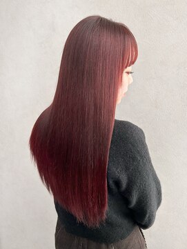 クム 横浜(qumu) 【qumu MARIKO】ブリーチなしワインレッドカラー