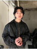 センターパート  ウェーブミディアム　ニュアンスパーマ
