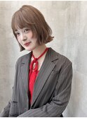 ナチュラルブラウンフェイスレイヤーボブ前髪カット髪質改善渋谷