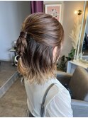 簡単可愛いグラデーションカラーのハーフアップアレンジ