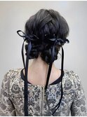 結婚式お呼ばれヘア◆ツインヘアツインアレンジ編み込みヘア夏