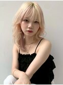 顔周りカット レイヤーカット デザインカラー ブリーチカラー