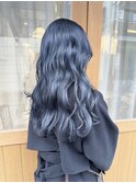 ネイビーブルーグレーディープブルーケアブリーチダブルカラー