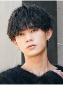 渋谷メンズパーマルーズパーマシャドウパーマッシュウルフゆるめ