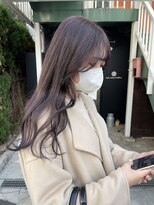 大人ゆるふわラベンダーグレーブリーチなしダブルカラー