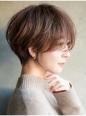 大人可愛い20代30代40代黒髪前下がりショートボブ丸みショート◎