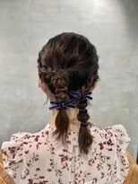 【肩に着く長さで可愛く＊】編みおろしヘアアレンジ