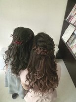 親子でハーフアップ