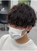 波巻きパーマ/波巻きスパイラル/波ウェーブ耳だしショート