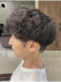 メンズ/アップバング/ツーブロックマッシュ/束感ショート波巻き
