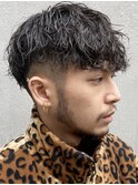 ツイストスパイラルパーマメンズパーママッシュウルフフェード