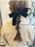 大人美人ポニーテール編みおろし三つ編み褒められる♪