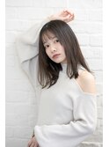 シースルーバング/切りっぱなしミディアム