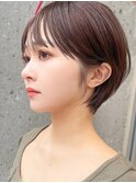 小顔ヘアふんわりショート簡単スタイリングブリーチなしカラー