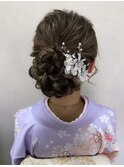 訪問着　ヘアセット　ヘアメ　ロング　礼装　参列　結婚式　大阪