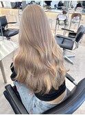 韓国ヘア顔周りレイヤーミルクティーベージュ暗めグレージュ