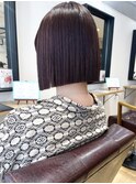 【吉田江梨】ストレートボブカット暖色深みカラーボルドーカシス