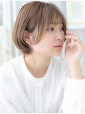 ニュアンスカラーくせ毛風切りっぱなしボブa越谷20代30代40代