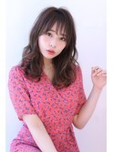 ネイビーカラーの大人かわいいブランジュ小顔くびれセミディ