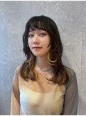 三軒茶屋_レディース_ロング_インナーカラー_コテ巻き_小顔_