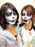 ☆ハロウィンメイク♪お揃いでおしゃれガイコツ姉妹～(*´▽｀*)