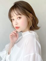 くびれヘアアプリコットオレンジ夏ヘアハイライトカラー