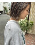切りっぱなしボブ×ハイライトグレージュ