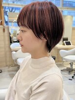ヴィーヴォ 深江橋店(VIVO) 【VIVO】丸みショート ハイライト ピンクレッド ショートヘア