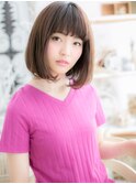 大人可愛いアースカラー小顔切りっぱなしボブh4上尾20代30代40代