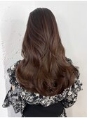 ロングくびれヘアグレージュ韓国ヘア顔周りレイヤー_ba516361