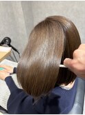 丸型◎髪質改善カラーで作るアッシュベージュ[稲毛駅/白髪染め]