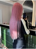 ピンクベージュホワイトピンクブリーチありダブルカラー