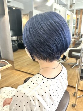 ショート/ショートボブ/ネイビーブルー