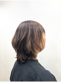 暖色系カラー/くびれヘア/ミディアムウルフレイヤー/40代50代