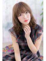 ミック 日暮里店(miq)&nbsp;無造作くせ毛風ウェーブ巻きシルキーベージュ鎖骨ミディアムb1