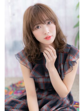 ミック 日暮里店(miq) 無造作くせ毛風ウェーブ巻きシルキーベージュ鎖骨ミディアムb1