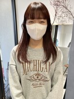 ラミエバイメルト 下北沢(lamie by melt)&nbsp;毛利/ブリーチなしピンクブラウンロング無造作顔まわりもみあげ