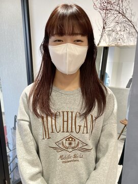 ラミエバイメルト 下北沢(lamie by melt) 毛利/ブリーチなしピンクブラウンロング無造作顔まわりもみあげ