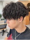 波巻きパーマメンズパーマメンズヘアツーブロックツイストパーマ