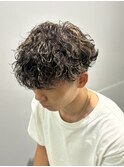波巻きパーマ×ブラウンメッシュカラー
