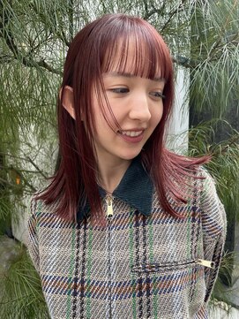 ノラギンザユー(NORA GINZA/U) 顔まわりカット暖色カラーダブルカラー赤オレンジブラウン