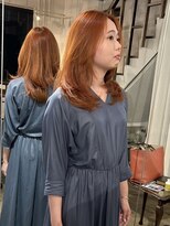 リジェール 金山店&nbsp;オレンジカラー/レイヤー/顔まわり/金山/OL/かきあげ前髪