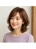大人可愛いワンカールミディアムレイヤー　20代 30代 40代 50代