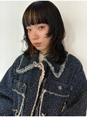 重めミディアムレイヤー　ワイドバング