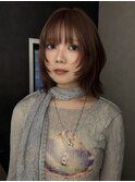 レイヤーカット　ココアベージュ