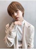 ストレートショート_耳かけウェーブパーマ_47086