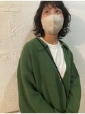 しっとり無造作なミディアムパーマ