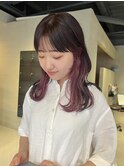 イヤリングカラーポイントカラーラベンダーピンクもみれ毛/今枝
